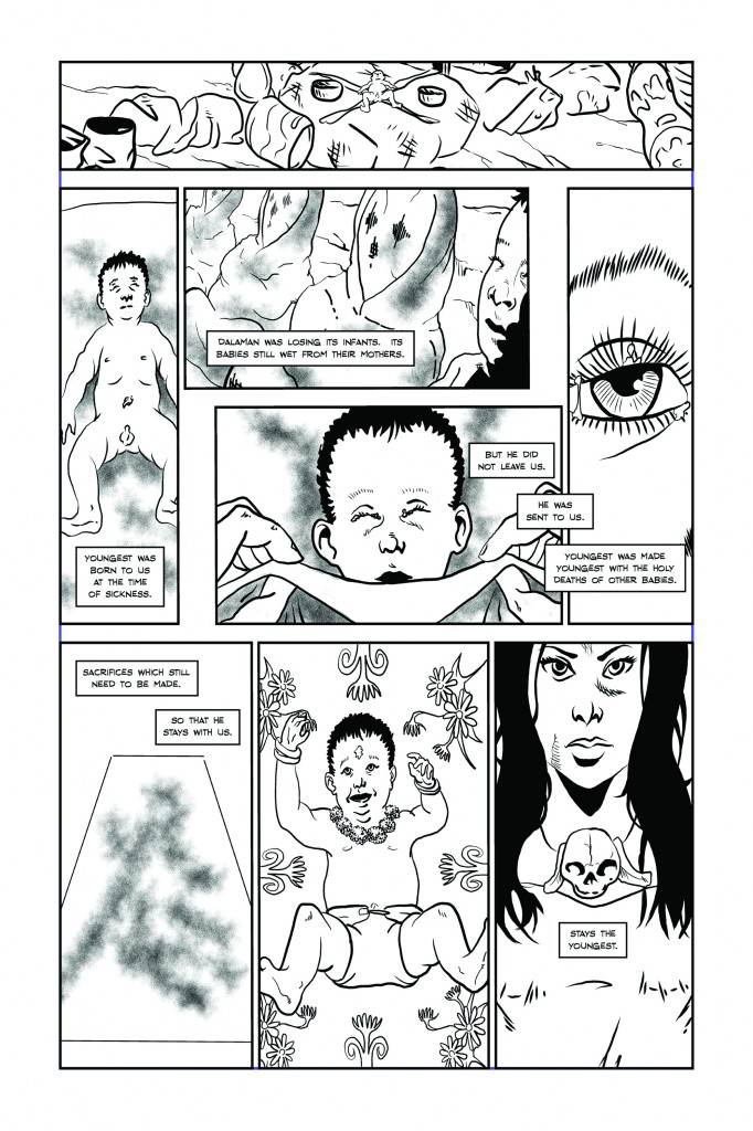 Kali goddess, comics, babies in shrouds